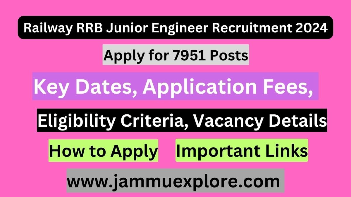 Railway RRB Junior Engineer Recruitment 2024: Apply for 7951 Posts